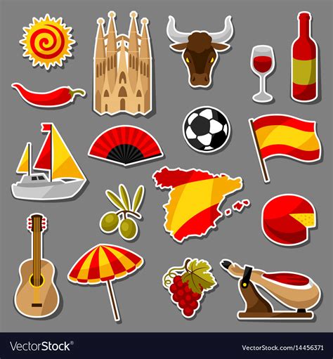 Spain Sticker Icons Set Spanish Traditional Vector Image