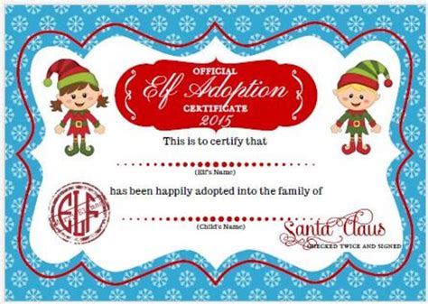 1 letter size png (which you can use as print n cut) 2 elf adoption certificate. Items similar to Elf Adoption Certificate, Elf Printables ...
