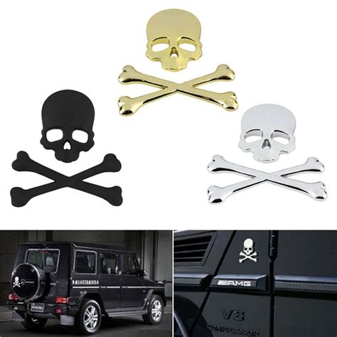 Car Styling Stickers 3d 3m Skull Metal Skeleton Crossbones Label Skull