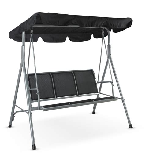 Buy Comfy 3 Seater Metal Garden Swing In Grey And Black Colour By Nilkamal Online Swings