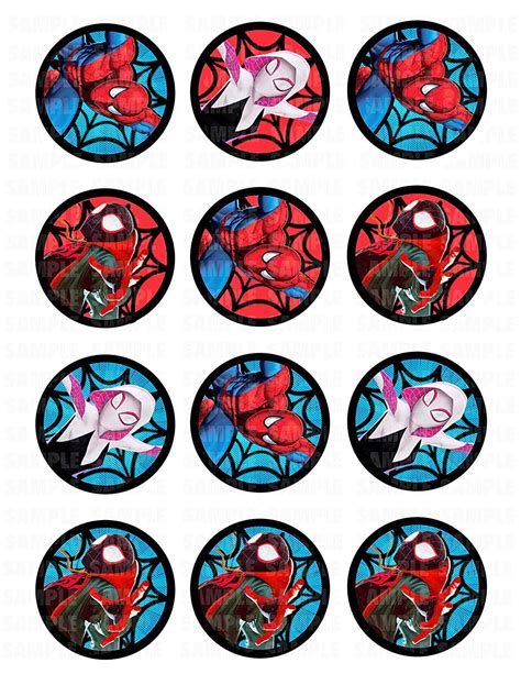 Spider Man Into The Spider Verse Edible Cupcake Toppers 12 Images