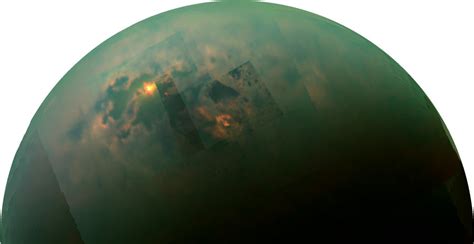 Cassinis View Of Titans North Pole Showing Seas Clouds Landforms