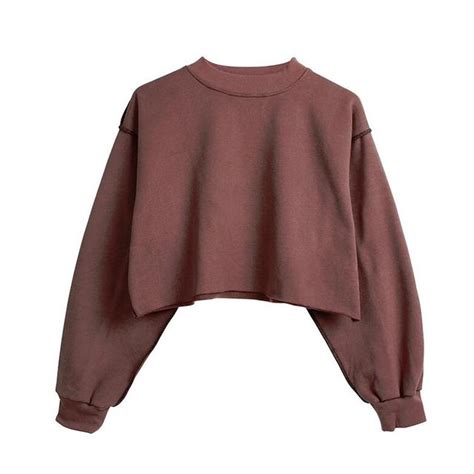 Aescondo Womens Raw Edge Short Crop Thick Fleece Sweatshirt 2017 Autumn Extra Loose Long Sleeve