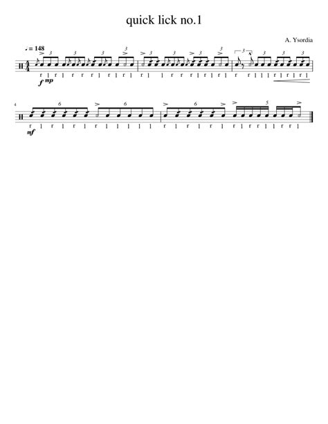 Quick Lick No 1 Sheet Music For Snare Drum Solo