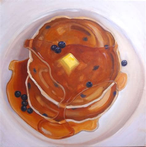 Yummy Pancakes 20x20 Oil Painting By Terry Romero Paul Food