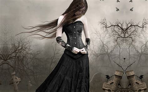 HD Wallpaper Dark Gothic Black Fantasy Graveyard Lonely Sad Woman Wallpaper Flare