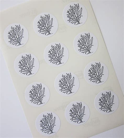 Sea Fan Coral Stickers One Inch Round Seals Etsy Fan Coral Paper