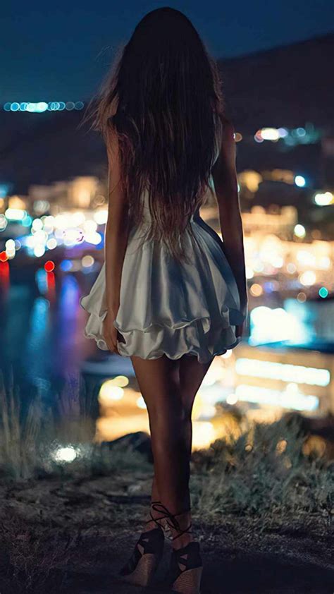 Night Alone White Skirt Girl Iphone Wallpapers Iphone Wallpapers