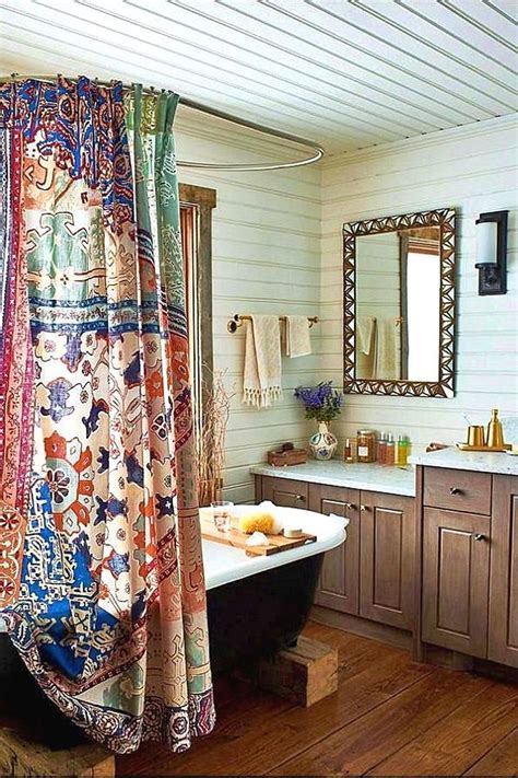 39 Fabulous Bathroom Design Ideas With Boho Curtains Bohemian Style