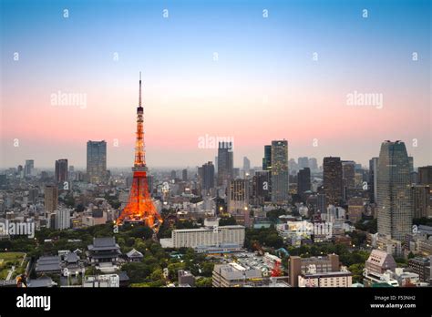 Tokyo City Skyline At Sunset In Tokyo Japan Hdr High Dynamic Range
