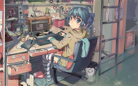 Anime Girl Computer Designer Fondos De Pantalla Gratis Para