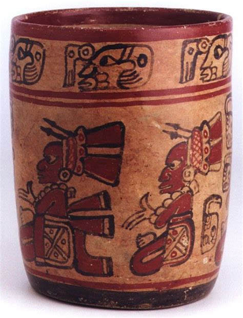 Mayan Polychrome Cylinder Vessel Origin El Salvador Circa 500 Ad To