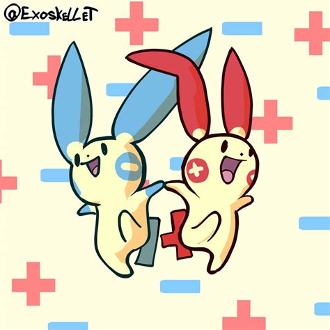 Daily Pokemon Plusle And Minum By Exoskellet On Deviantart