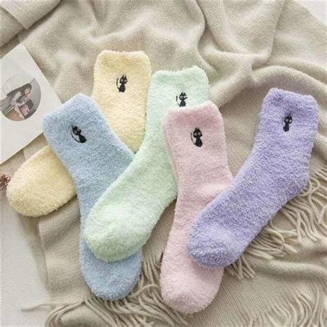 Embroidery Cat Thickening Women Cotton Lovely Plush Keep Warm Sleep Ladies Funny Cute Socks