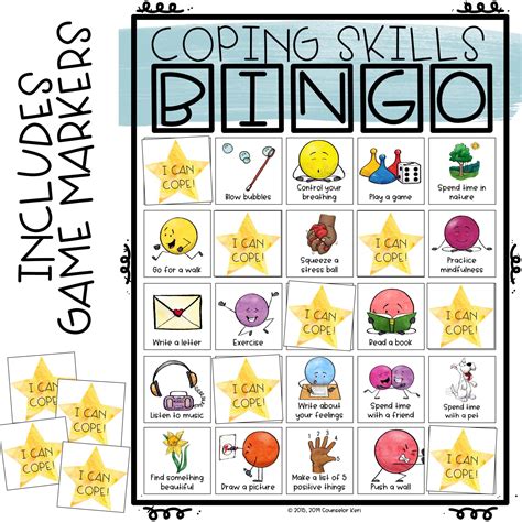 Coping Skills Game Bingo Counseling Game To Practice Calming