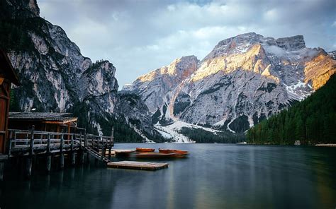 Lake Boat Forest Prags South Tyrol Italy Hd Wallpaper Peakpx