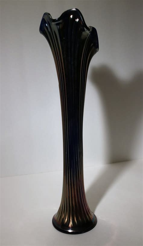 Beautiful Fenton Fine Rib Mid Size Swung Vase In Cobalt Blue 16 1 4