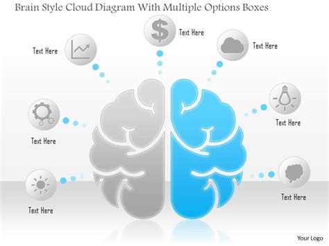 1114 Brain Style Cloud Diagram With Multiple Options Boxes Powerpoint