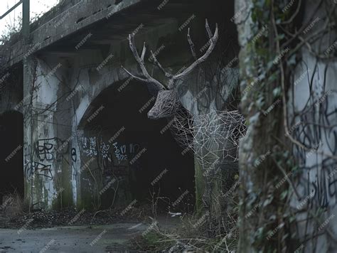 Premium Photo | The Wireframe Deer a spectral guardian of the urban