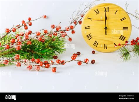 New Year Eve Background With Clock Face And Hour Hand Shows Twelve