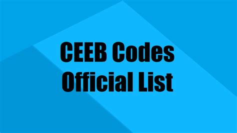 List Of Official Ceeb Codes In New Jersey