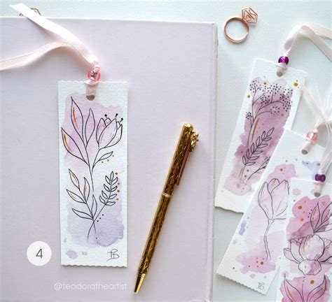 handmade watercolor bookmarks with botanical line art book lover t lesezeichen kreative