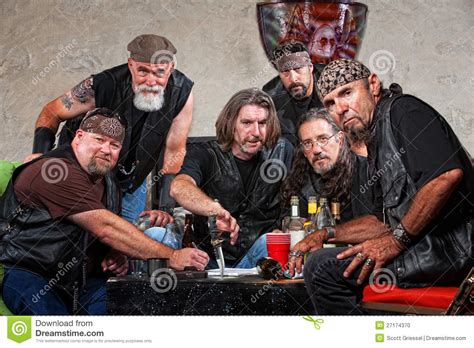 Tough Biker Gang With Weapons Stock Photo Image Of