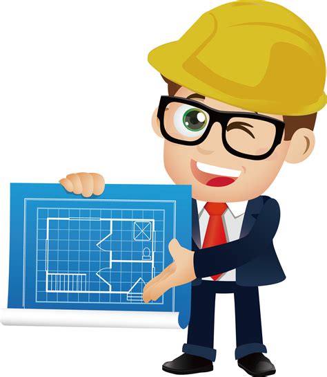 Cartoon Construction Worker Engineer Transparent Background Png Clipart