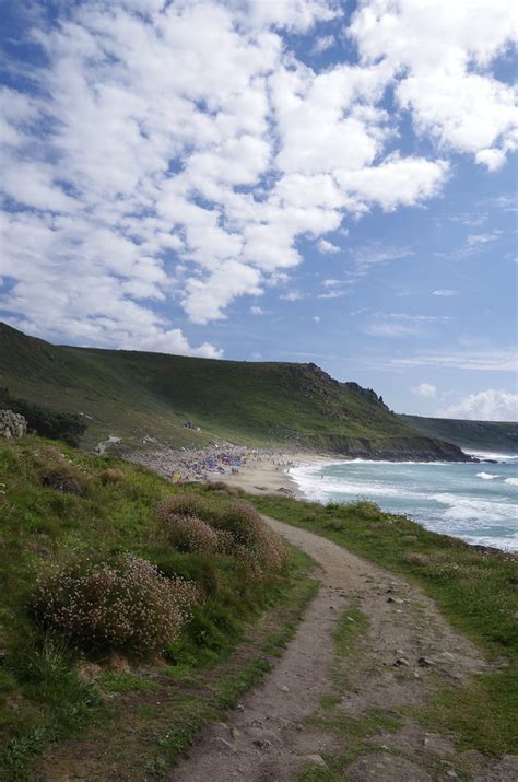 Along The Coast Coast Path At Gwynver Beach In Cornwall Mark