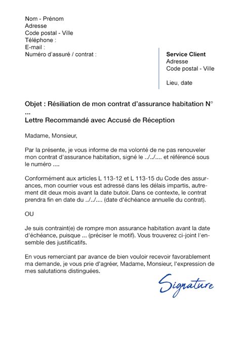 Personnalisez et envoyez une lettre de résiliation à en recommandé, sans vous déplacer. Lettre de résiliation Assurance Habitation Groupama - Modèle de lettre