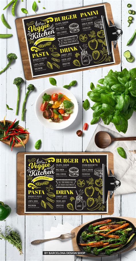 Maybe you would like to learn more about one of these? vegetarian menu design template for restaurant with hand ...
