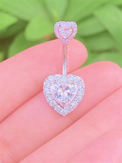 Sparkly Heart Belly Button Ring Angel Rose Gold Opalescent Etsy