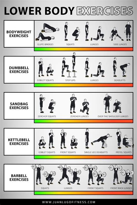 An Exercise Chart Shows How To Do The Lower Body Exercises