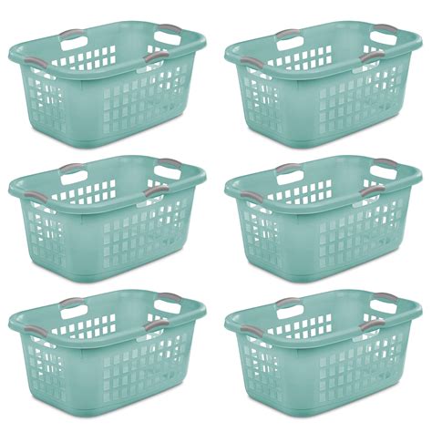Sterilite Stackable Plastic Laundry Basket Aqua 6 Pack