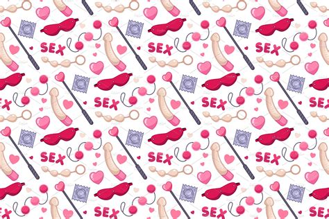 Seamless Sex Toy Pattern Photoshop Graphics ~ Creative Market