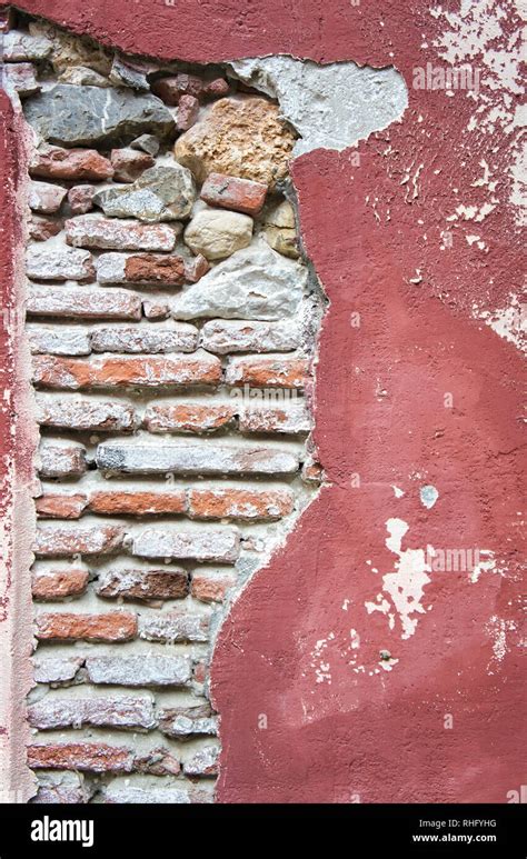 Old Red Brick Wall Damaged Background Stock Photo Alamy