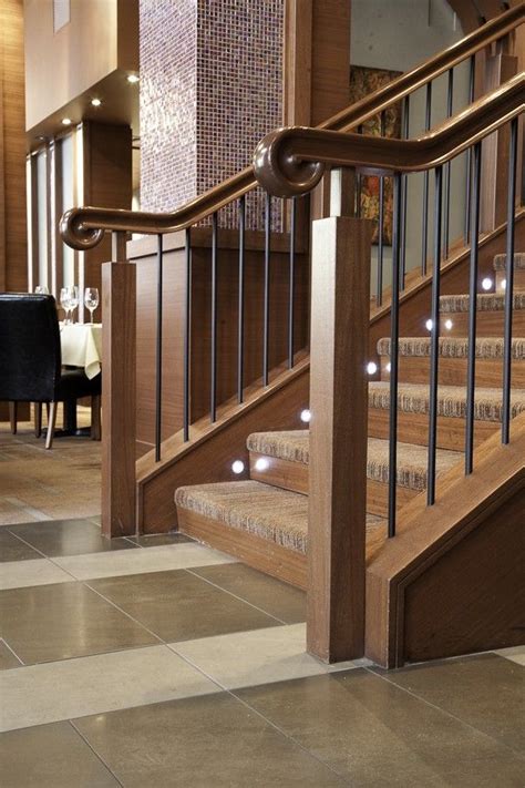 Hand Crafted Custom Wood Stair Railing Enhances Upscale Restaurant By