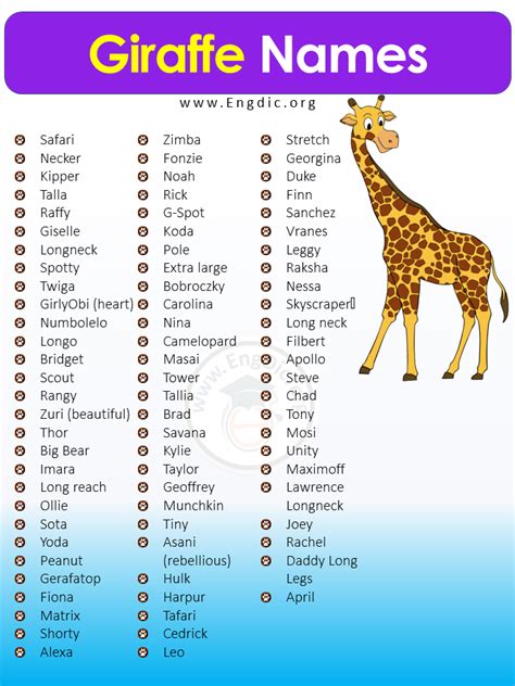 300 Giraffe Names Male Female And Baby Name For Giraffe Engdic