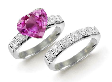 Designer Colored Gemstone Engagement Rings Wedding Rings Sets