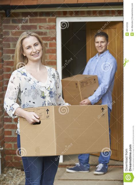 Young Couple Moving Into New Home Together Stock Image Image Of