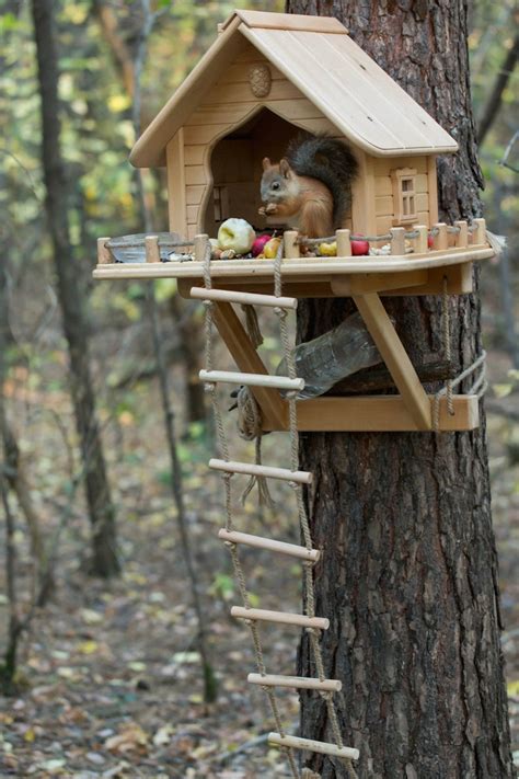 Wooden Squirrel Feeder Personalized Squirrel House Squirrel Home
