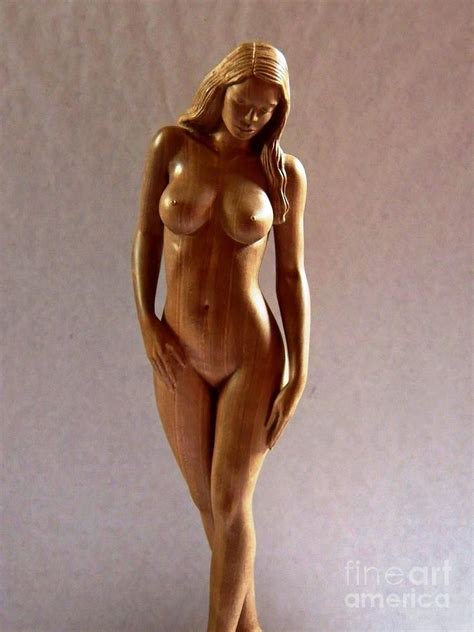 Wood Sculpture Of Naked Woman Front View Sculpture By Ronald Osborne