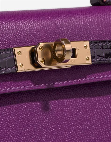 Hermès Kelly Mini Alligator Veau Madame Amethyst Anemone SaclÀb