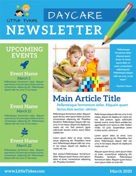 Monthly Daycare Newsletter Template Mycreativeshop