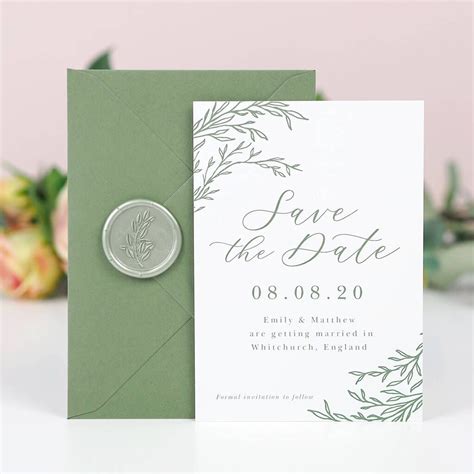 Delicate Foliage Wedding Save The Date Cards In 2021 Save The Date