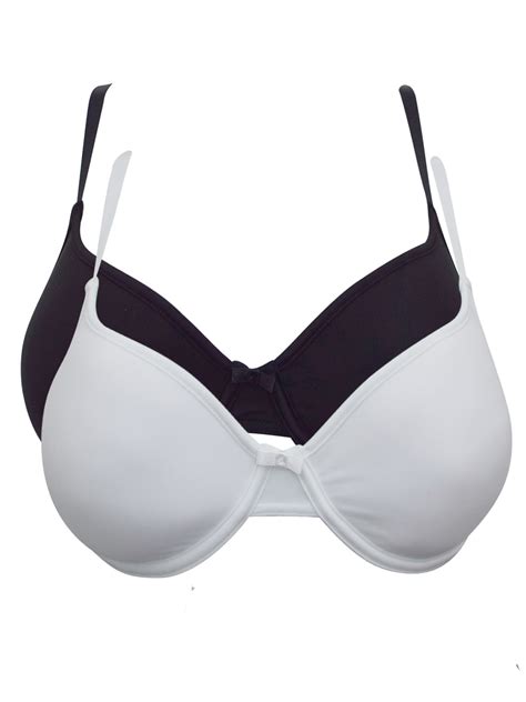 H - - Halens Black/White 2-Pack Padded Underwired T-Shirt Bras - Size 