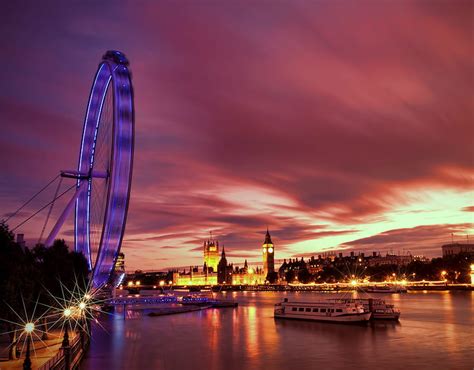 London Cities Rivers Great Britain Architecture Lights Backlight