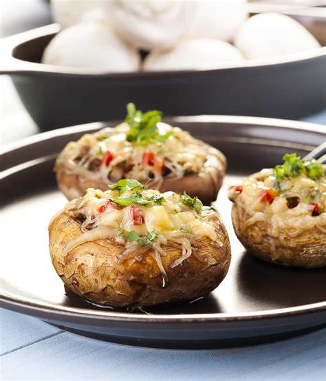 Baked Stuffed Mushrooms With Cheese Recipe - Rashi's Kitchen