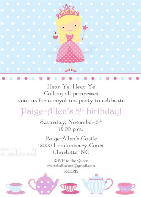 Princess Tea Party Invitation Ideas