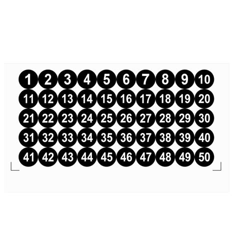 Uxcell 25mm Dia Pvc Round Number Stickers Number 1 50 Black Walmart